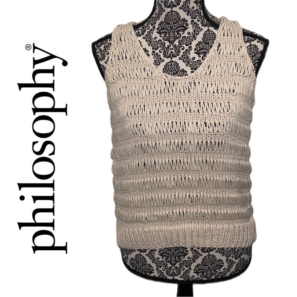 Philosophy Women’s Cream Crochet Knit Tank Top - Size S‎